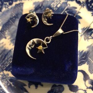 💛 14k & Sterling Silver Moon & Star Set